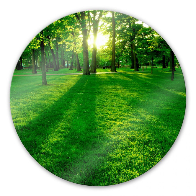 Glasbild Park im Grünen - rund