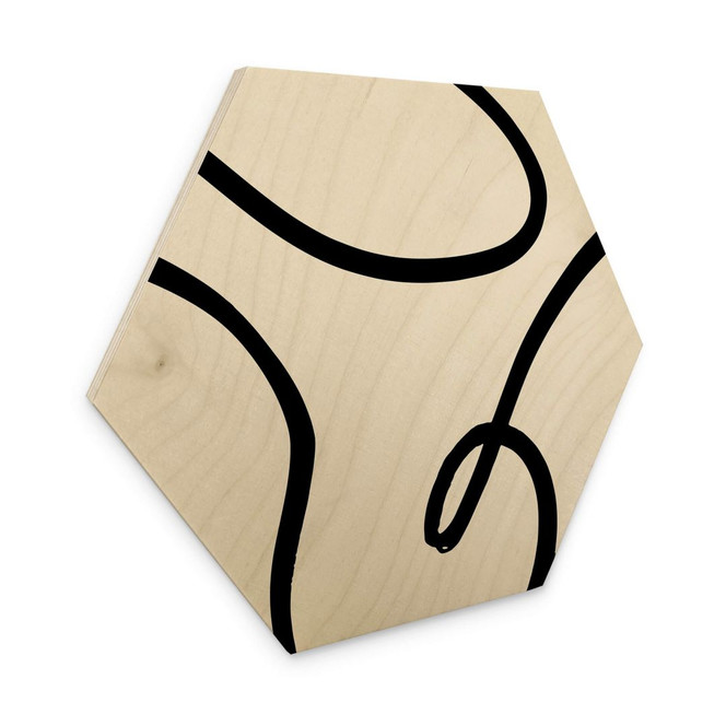 Hexagon Holzbild 1X Studio - Kurvige Abstraktion