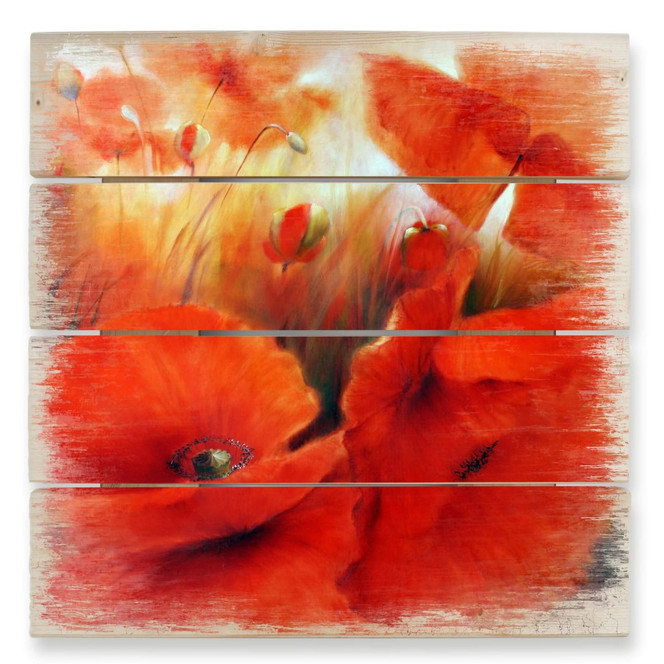Holzbild Schmucker - Roter Mohn - 40 x 41.5 cm