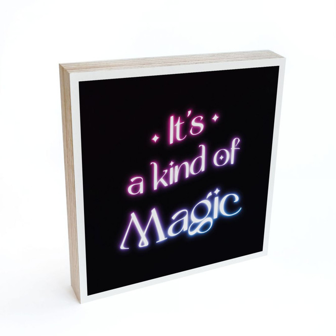 Holzbild zum Hinstellen - Songtext - It's a kind of magic - 15x15cm