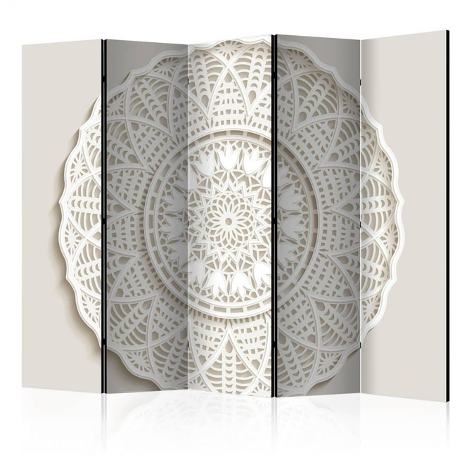 Paravent, Raumteiler freistehend, Trennwand - Mandala-Welt 3D, 5-teilig - 225 x 172 cm