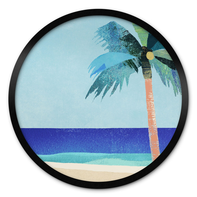 Poster Urlaubsstrand mit Palme - Rivers - Rund