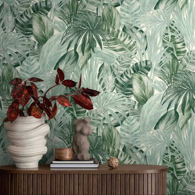 A.S. Création Vliestapete Greenery Palmentapete in Dschungel Optik grün, weiss