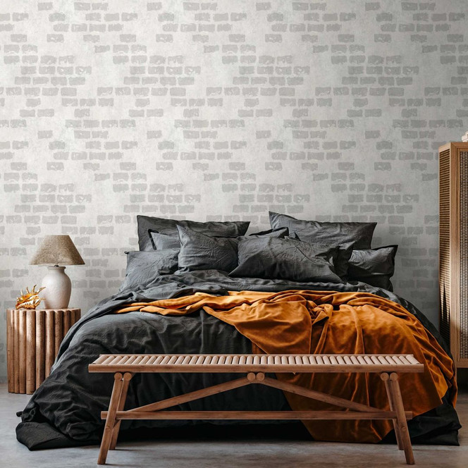 Backstein-Tapete in Beige Grau - Vliestapete Mauerwerk-Optik - rustikale Fototapete