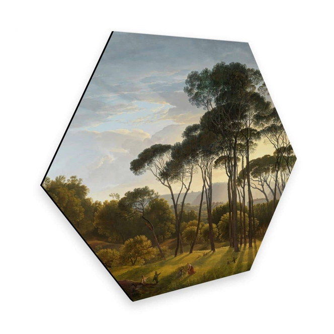 Hexagon - Alu-Dibond Voogd - Italienische Landschaft mit Schirmkiefern