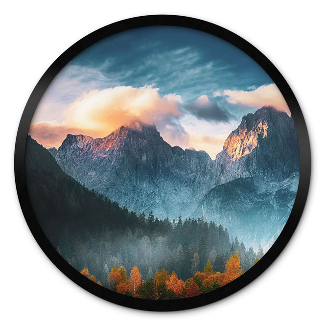 Poster Herbstliche Landschaft am Gipfel Triglav in den Julischen Alpen - Rund