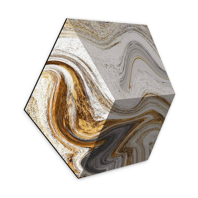 3D Hexagon - Alu-Dibond Golden Struggle