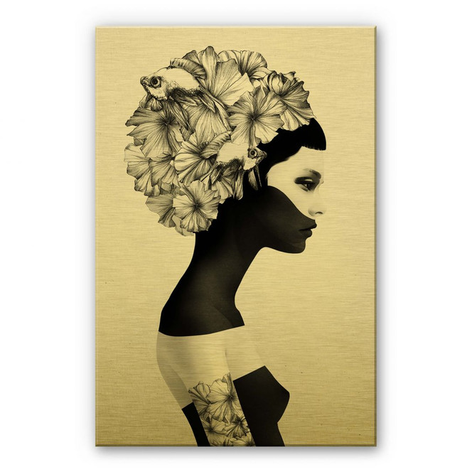 Alu-Dibond mit Goldeffekt Ireland - Marianna - Hibiskusblüten