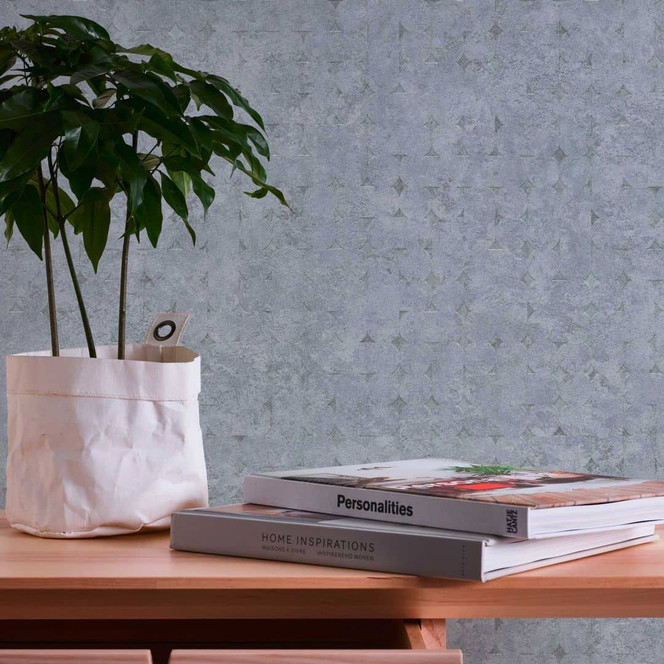 Geometrische Muster-Tapete in Verwaschenem Grau - Vliestapete mit Struktur Modernes Wohnen