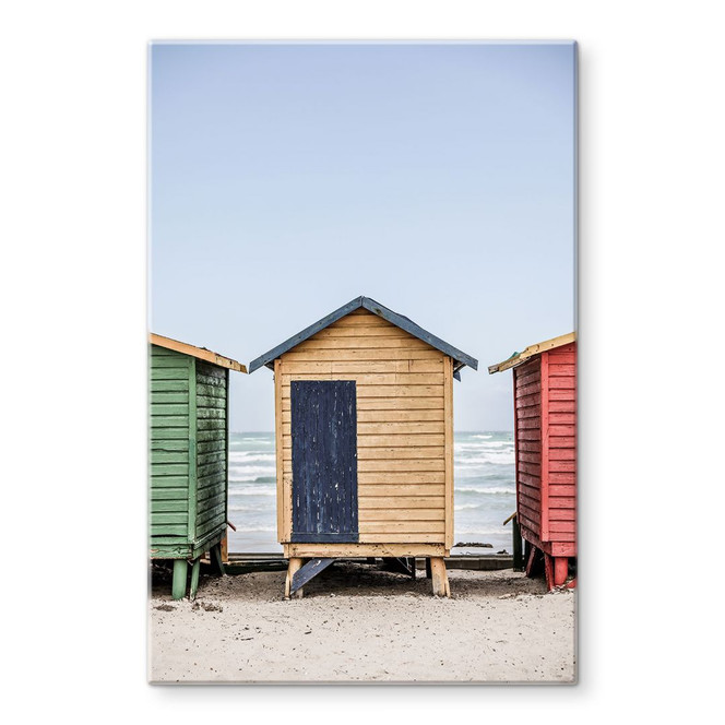 Glasbild Sommer | Küstencharme - Bunte Hütten am Meer - Shot by Clint
