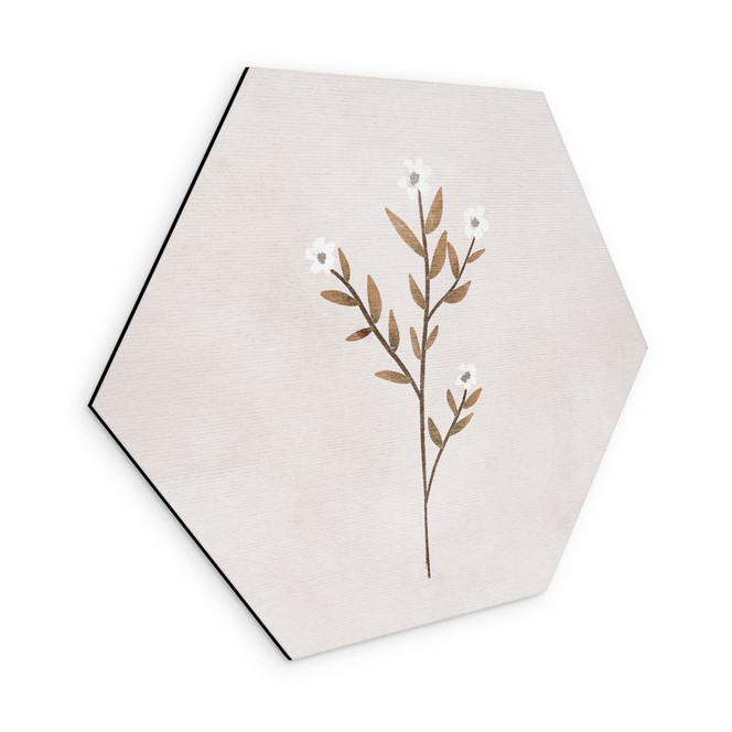 Hexagon Wandbild Blumen Illustration - Vergissmeinnicht - Goed Blauw - Alu-Dibond