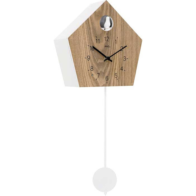 Pendelwanduhr Holzgehäuse Eiche/Weiss lackiert