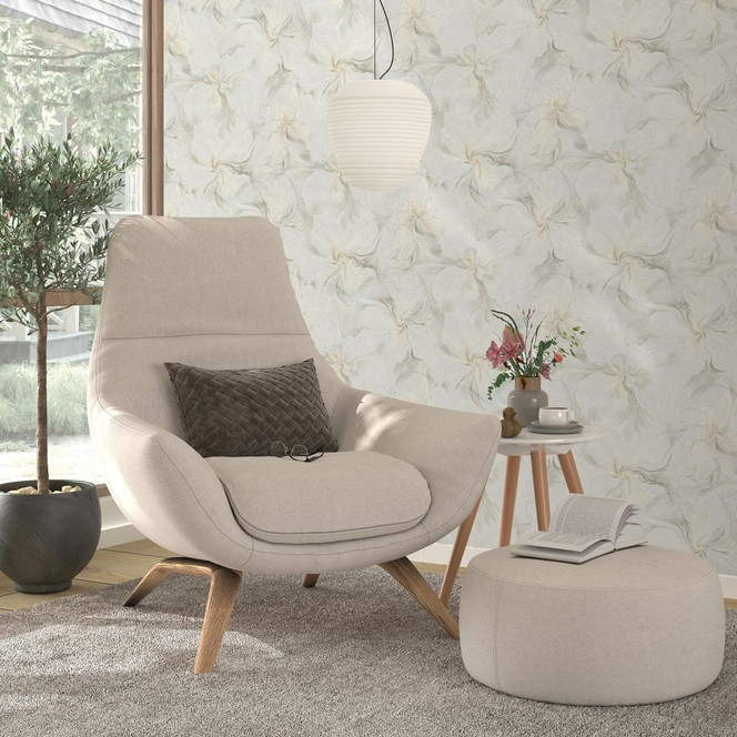 Vliestapete, Blumenmotivtapete Aurora creme