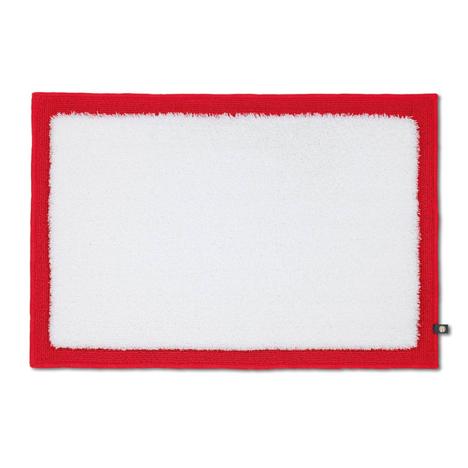 Frame Badteppich Wunschmass in Weiss/Carmin 632