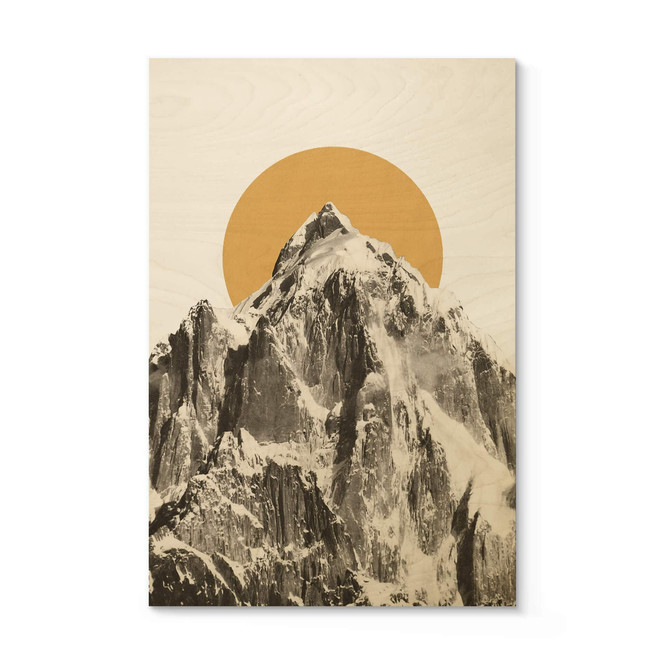 Holzbild Sonne hinter Berg - Bodart