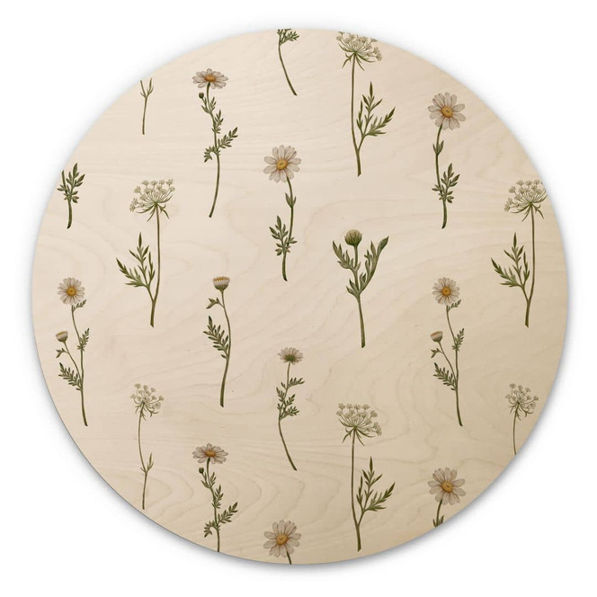 Holzbild Wiesenromantik mit Feldblumen - Kikki Belle - Rund