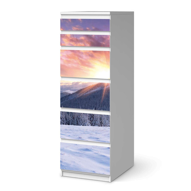 Klebefolie IKEA Malm Kommode 6 Schubladen (schmal) - Zauberhafte Winterlandschaft- Bild 1