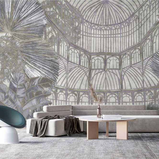 Fototapete Orangerie Architektur - Tropisches Pflanzenmotiv im Gewächshaus