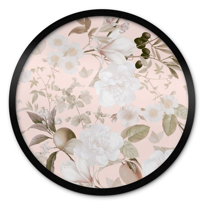 Poster Boho-Illustration mit Blumen und Früchten - UN Designs - Rund