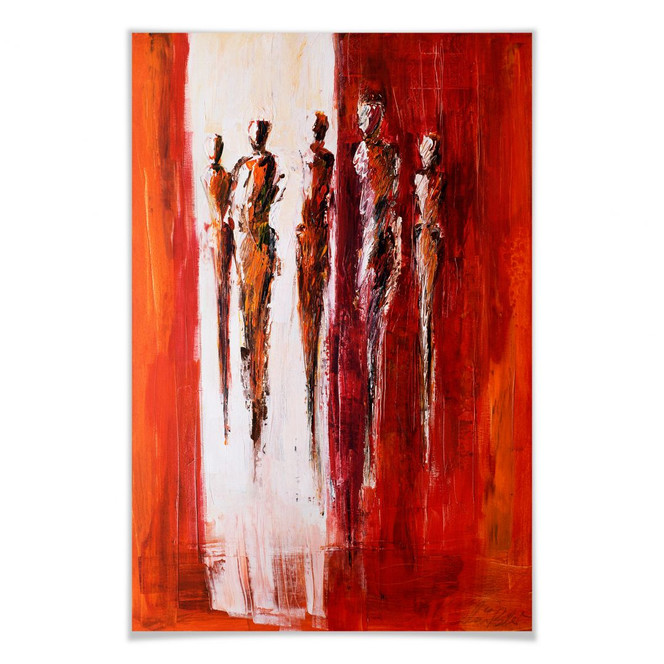 Poster Schüssler - Fünf Figuren in Rot