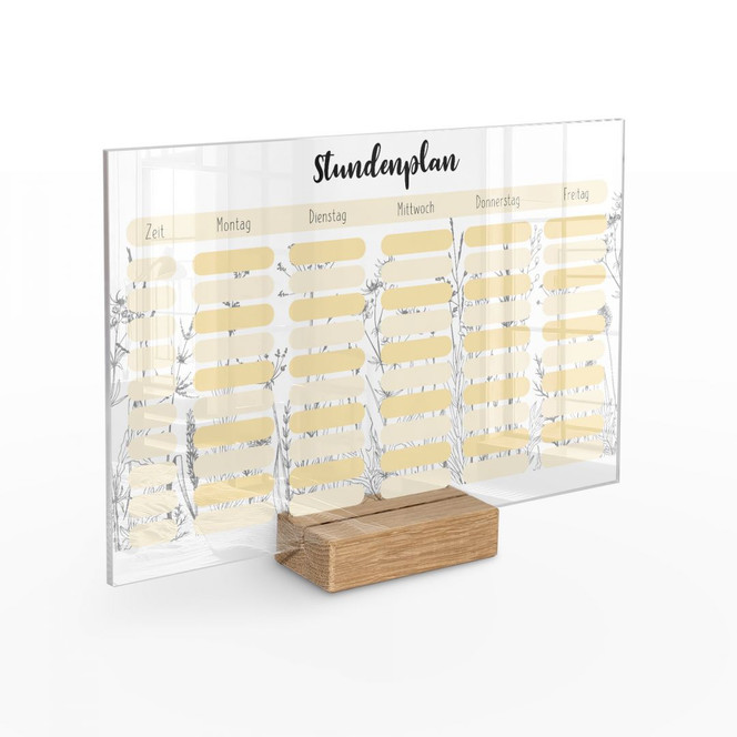 Tischaufsteller zum Beschriften - Stundenplan Gräser - transparent - Tischaufsteller für Kinder - Stundenplan Einhörner - 30 x 20 cm