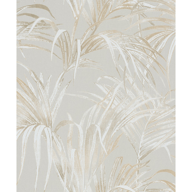 Vliestapete mit Blattmotiv auf Strukturbasis beige Floral