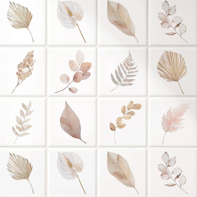 Fliesenaufkleber Aquarell Blätter - 12er Set