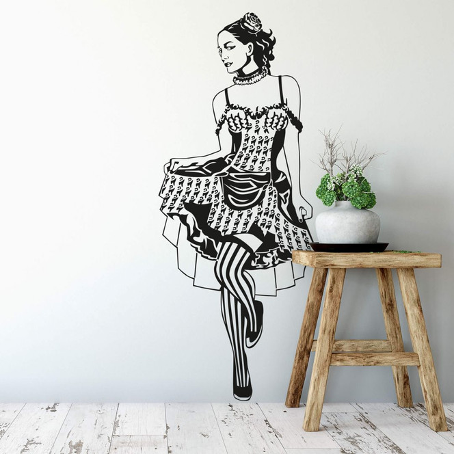 Wandtattoo Cancan-Tänzerin