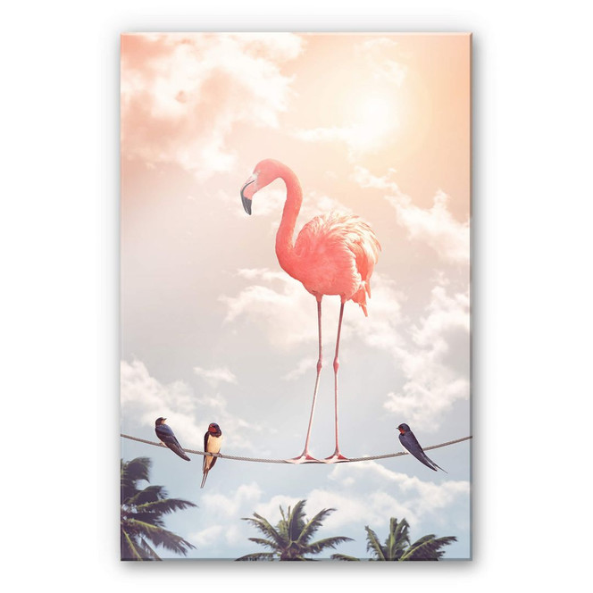 Acrylglasbild Loose - Flamingo and Friends