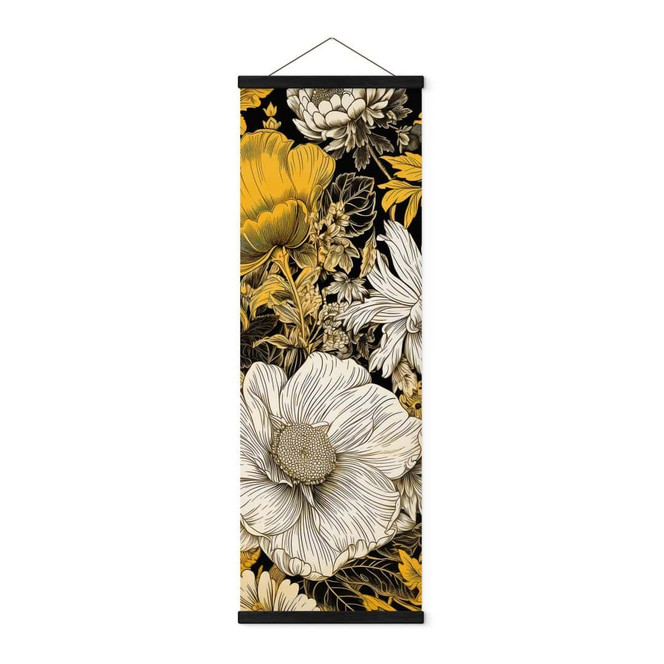 Blumen Stoffbild - Blütenpracht in Ocker Panorama - Jaszke