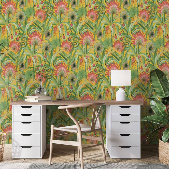 Blumentapete, Florale Tapete, Vliestapete Erismann Martinique gelb
