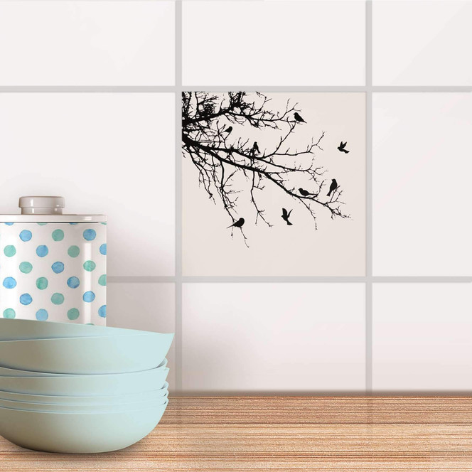 Fliesenaufkleber - Tree and Birds 1