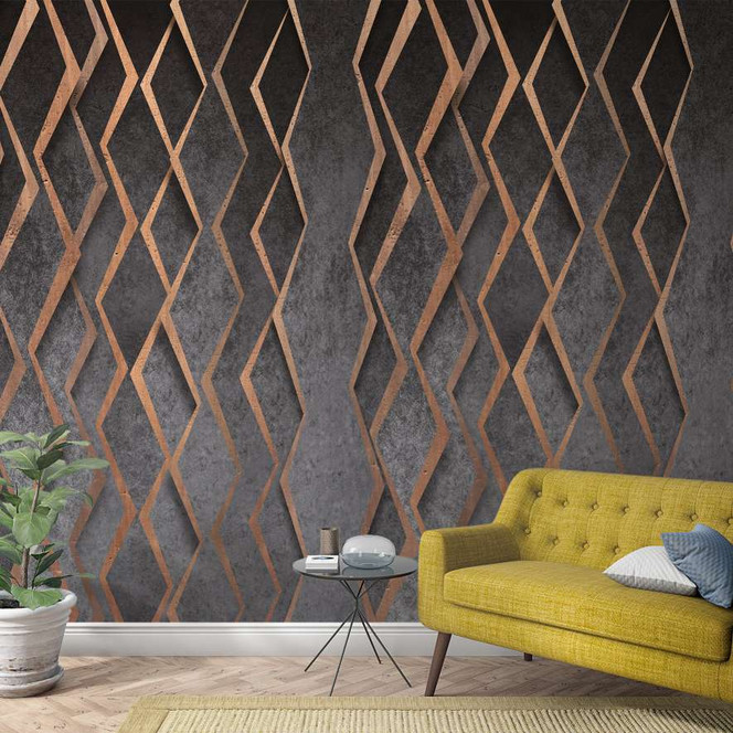 Fototapete in 3D-Optik Anthrazit, Bronze ,Grafisch 2.70 x 1.59 m