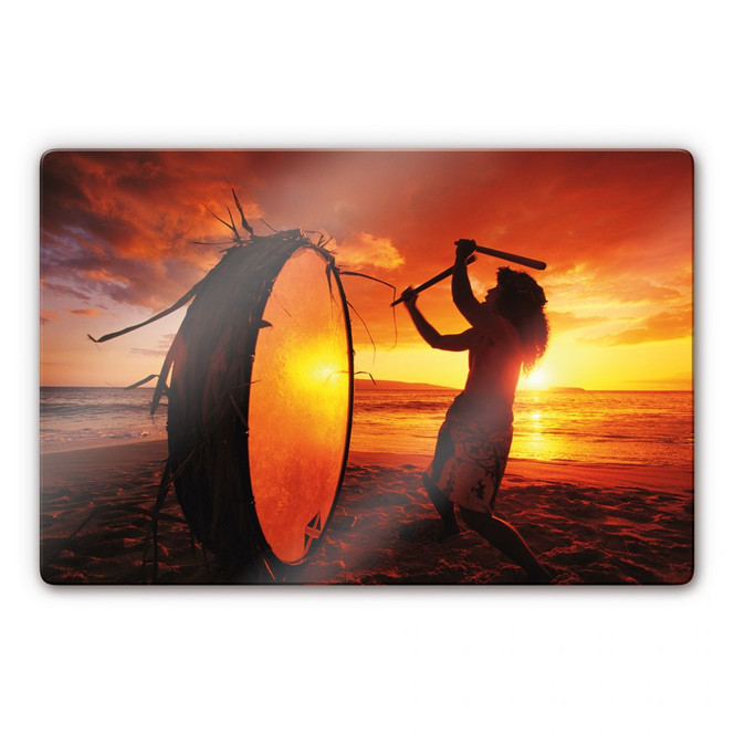 Glasbild NG Hawaiianischer Trommler