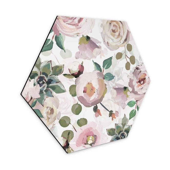Hexagon - Alu-Dibond UN Designs - Blumen im Gemälde Stil