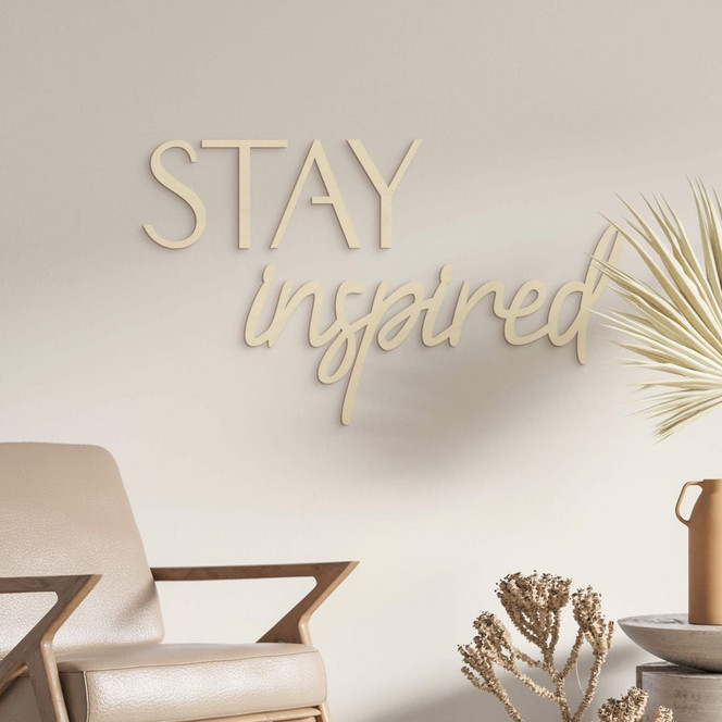 Holz-Deko 3D-Schriftzug STAY inspired - Pappel