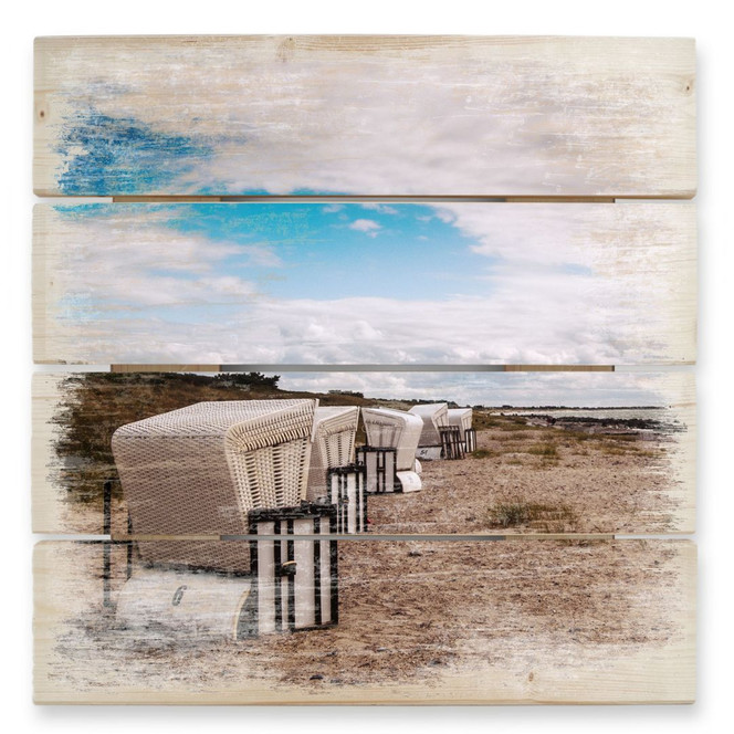 Holzbild Strandkörbe auf Hiddensee - 40 x 41.5 cm
