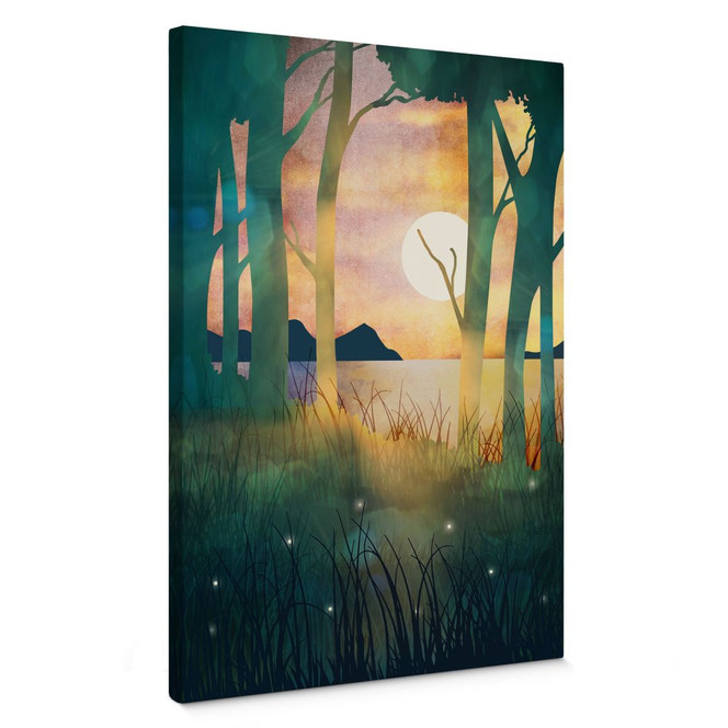 Leinwandbild Waldzauber bei Sonnenuntergang - SpaceFrog Designs