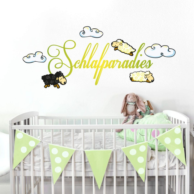 Wandsticker Schlafparadies bunt