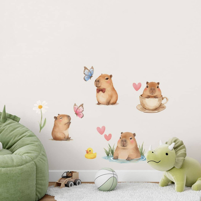 Wandtattoo Süsse Capybaras im Frühling