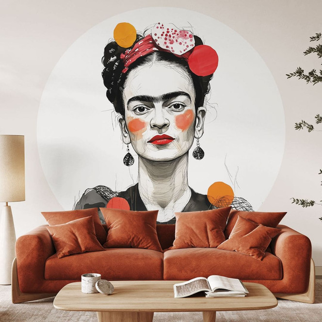 Fototapete Frida Kahlo Pop-Art Porträt - Jaszke - Rund - Selbstklebend/Vlies