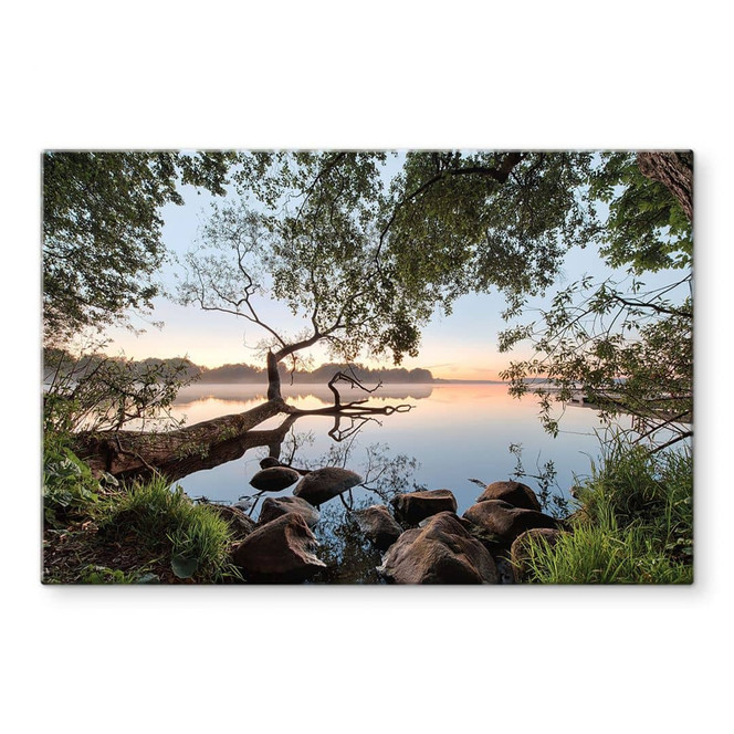 Glasbild Blick auf den See - Naturlandschaft - Keller