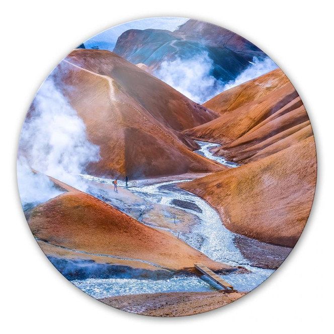 Glasbild Vulkanisches Bergland Islands - rund