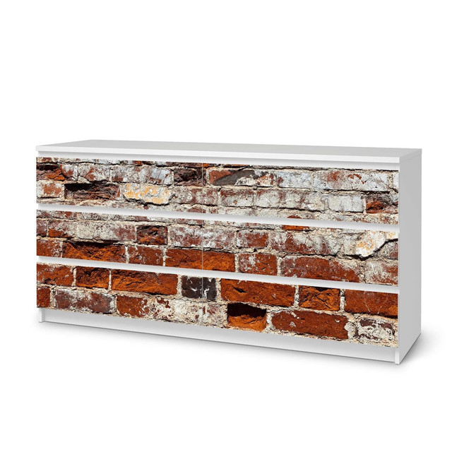 Möbelfolie IKEA Malm Kommode 6 Schubladen (breit) - Backstein- Bild 1