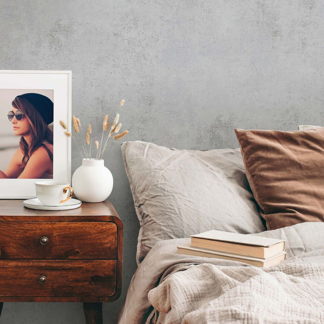 Vliestapete Grau modern einfarbig Vlies Tapete für Wohnzimmer, Schlafzimmer