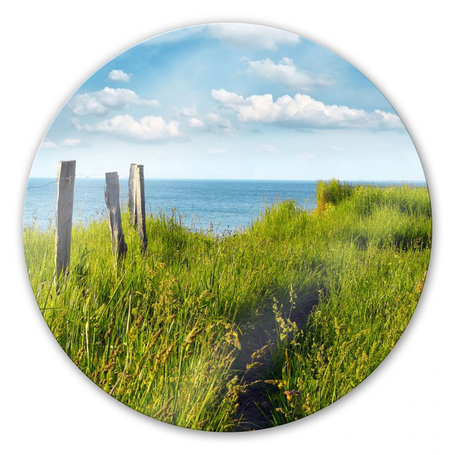 Glasbild Weg zum Meer - rund