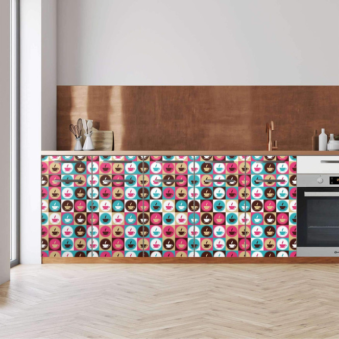Küchenfolie - Unterschrank 200cm Breite - Coffee Cups