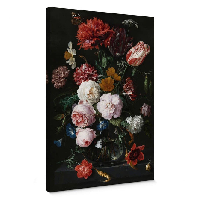 Leinwandbild Heem - Stillleben mit Blumen in einer Glasvase