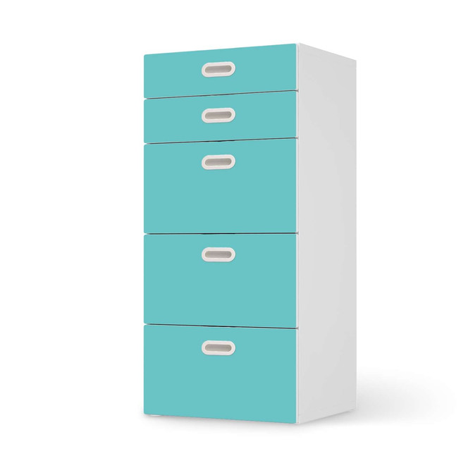 Möbel Klebefolie IKEA Stuva / Fritids Kommode - 5 Schubladen - Türkisgrün Light- Bild 1