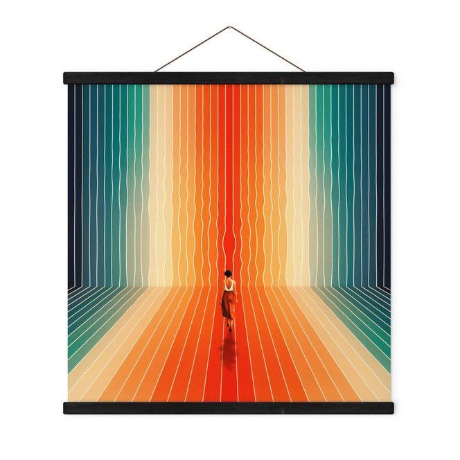 Stoffbild Frau vor der Regenbogen-Kulisse - Taudalpoi - Quadratisch